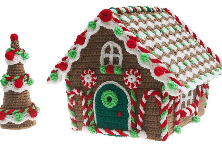 maison et arbre en pain d'épice au crochet