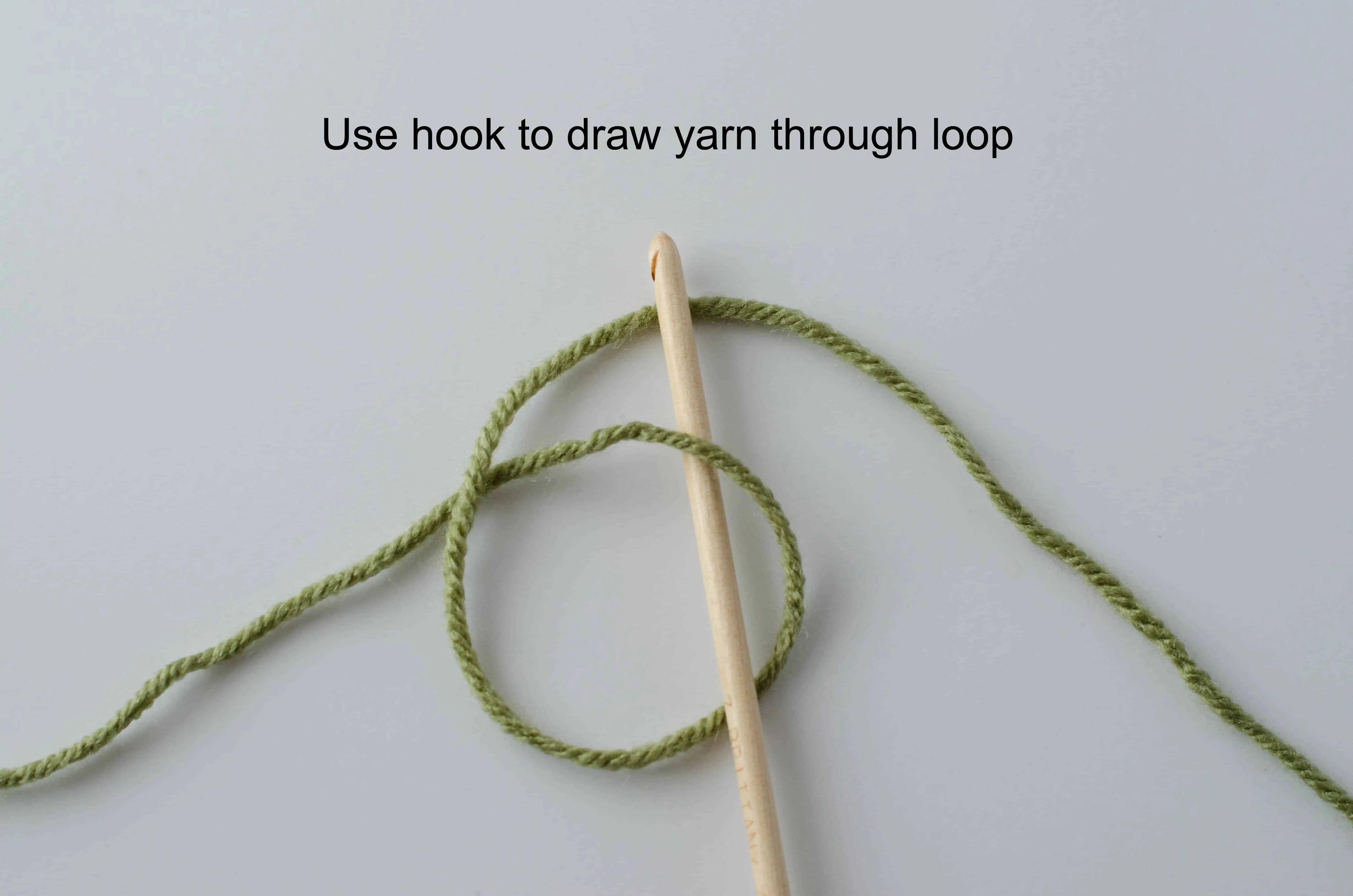 Green yarn and hook diagram