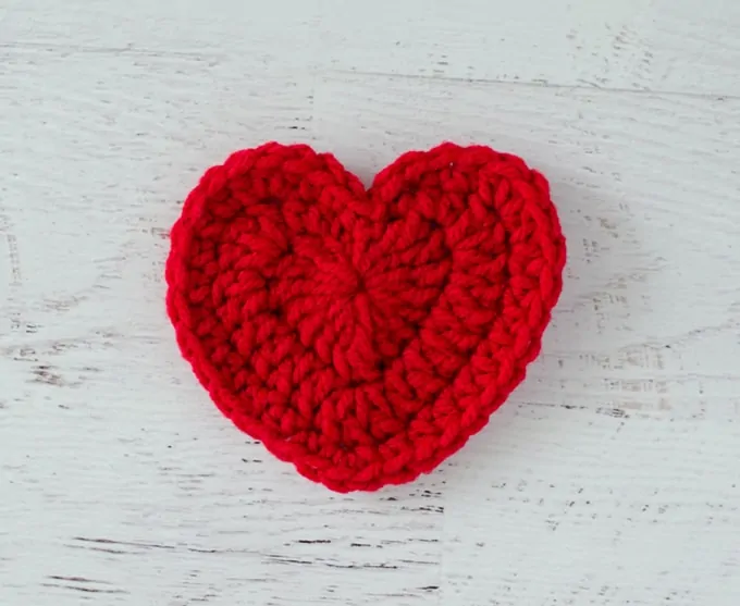 red crochet heart