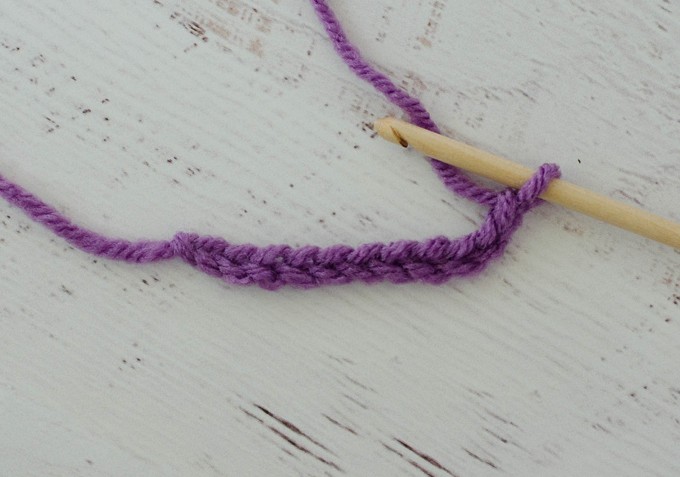 Purple chain with wood hook