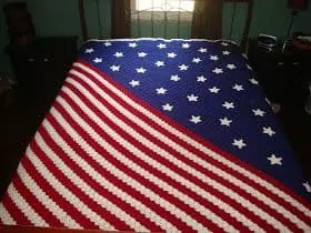 Crochet American Flag Afghan in Red, White and Blue