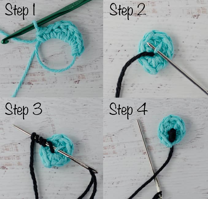 Eyes for crochet cat potholder pattern