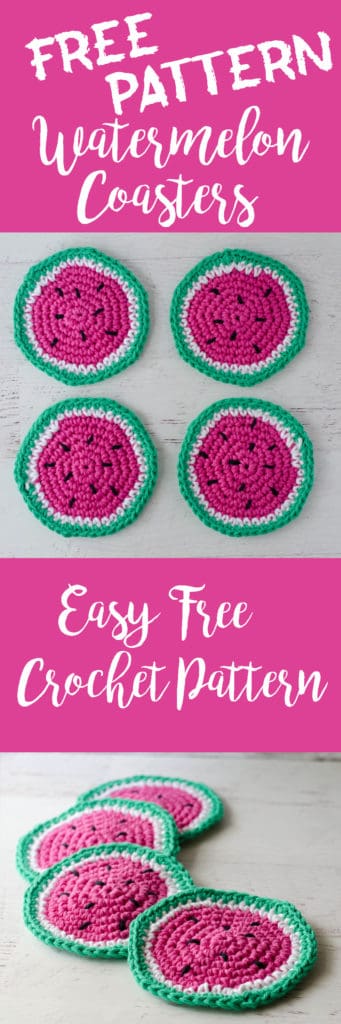 crochet watermelon coasters