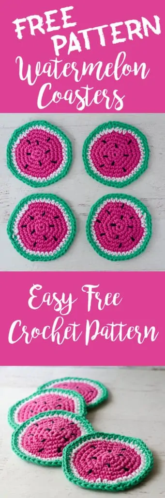 crochet watermelon coasters