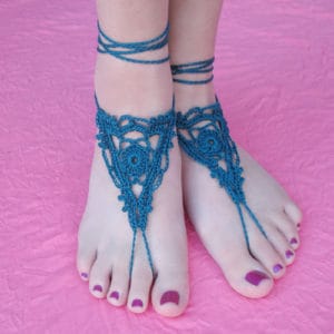 Blue crochet barefoot sandals