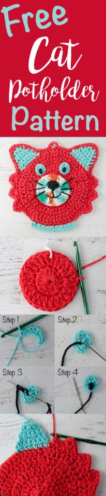 Adorable free crochet cat potholder pattern