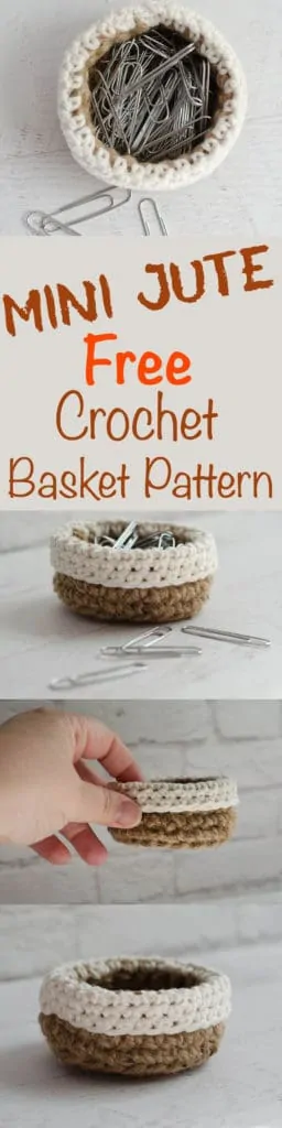Graphic of images of the Mini Crochet Jute Basket
