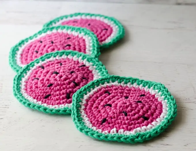 Crochet Watermelon Coasters