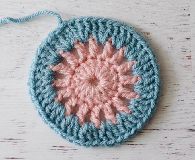 Crochet pink and blue sample