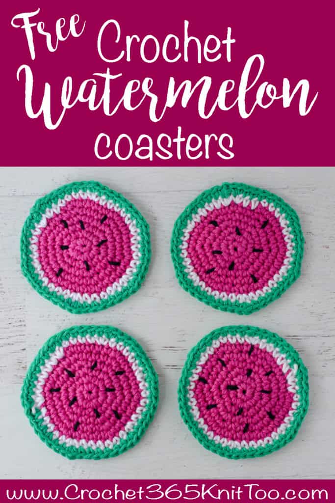 crochet watermelon coasters