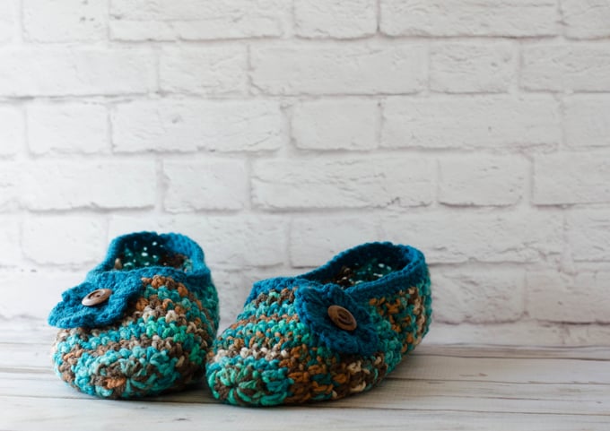 multi color blue and green slippers