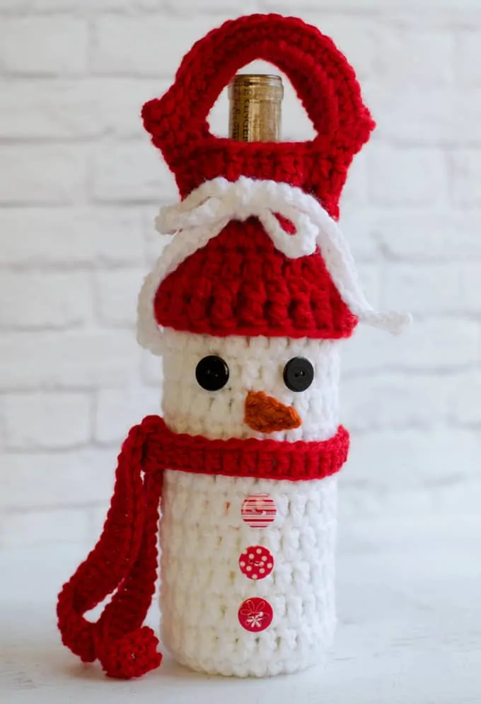 Crochet Snowman Wine Cozy Pattern