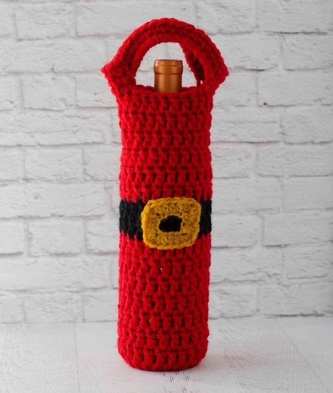 Crochet Santa Wine Cozy
