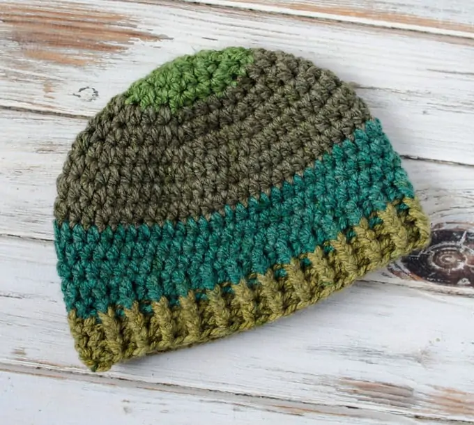Crochet men's beanie hat.