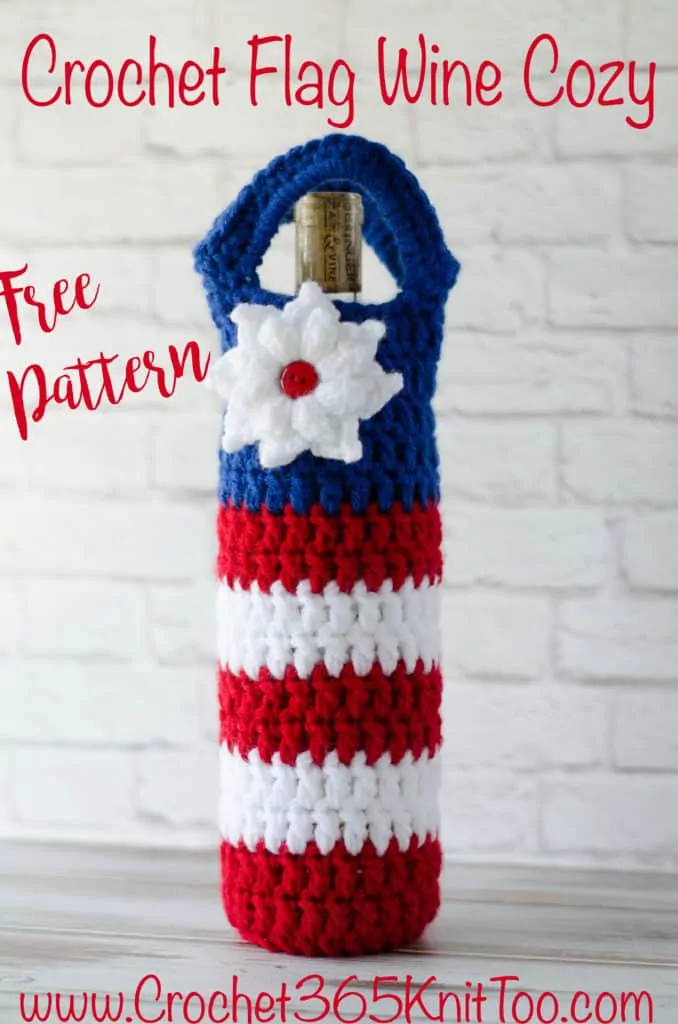 Crochet Flag Wine Cozy