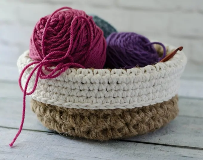 Crochet Round Jute Basket