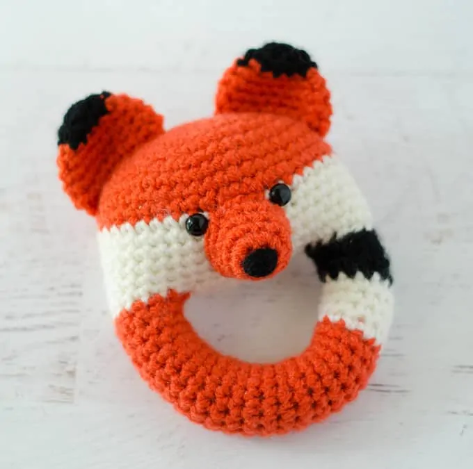 Crochet fox baby rattle