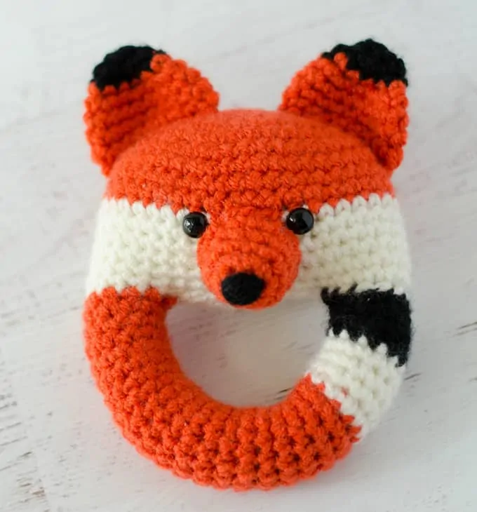 Crochet fox baby rattle