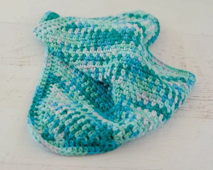 Blue crochet dishcloth