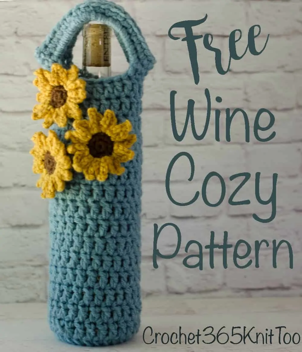 Crochet Sunflower Wine Cozy Pattern