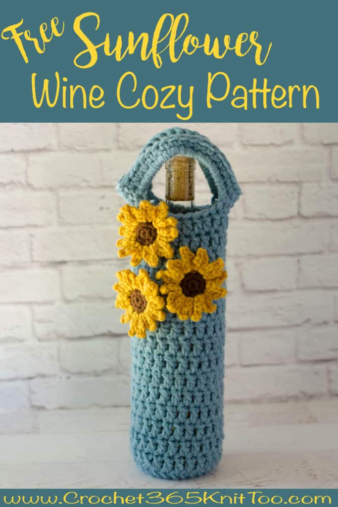 Crochet Sunflower Wine Cozy Pattern