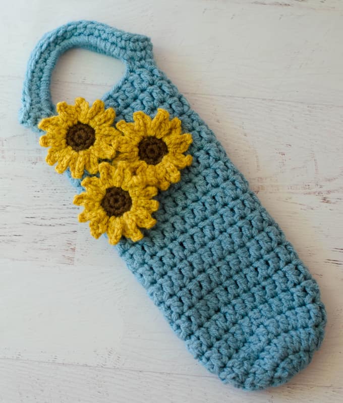 Crochet Sunflower Wine Cozy Pattern