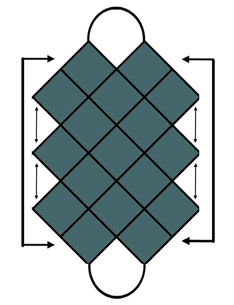 Graphic of square layout for Crochet Faux Braid Join on bag