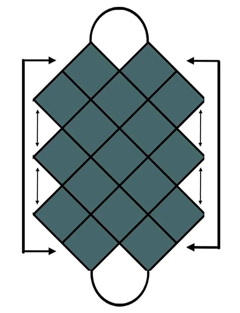 Graphic of square layout for Crochet Faux Braid Join on bag