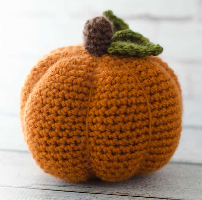 large orange crochet pumpkin