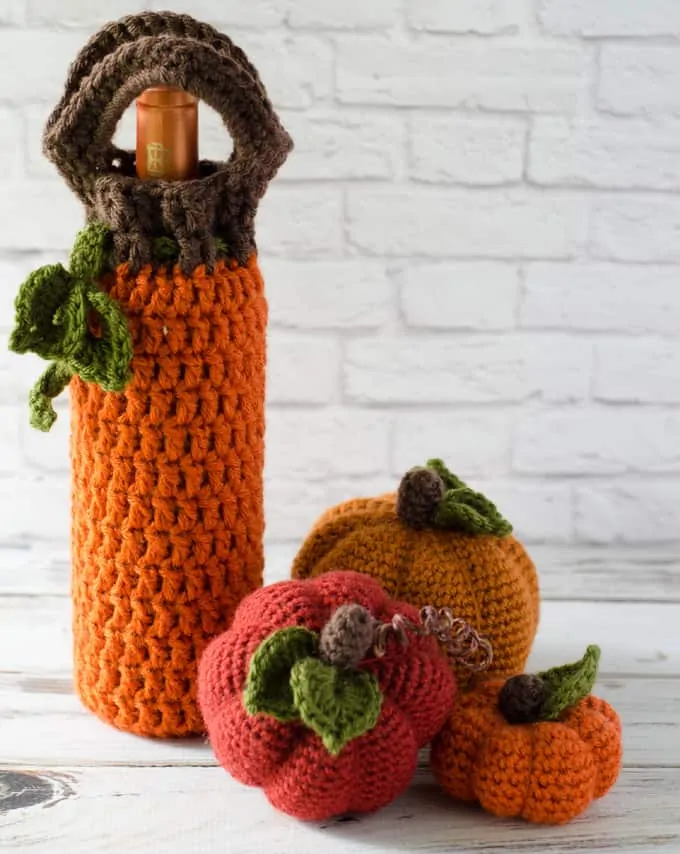 Crochet Pumpkin Wine Cozy