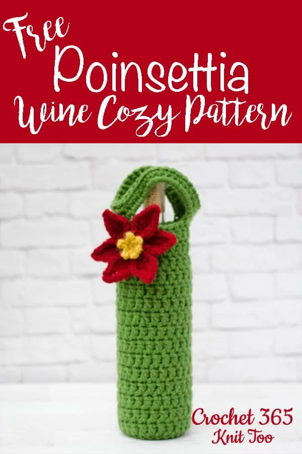 Crochet poinsettia wine cozy