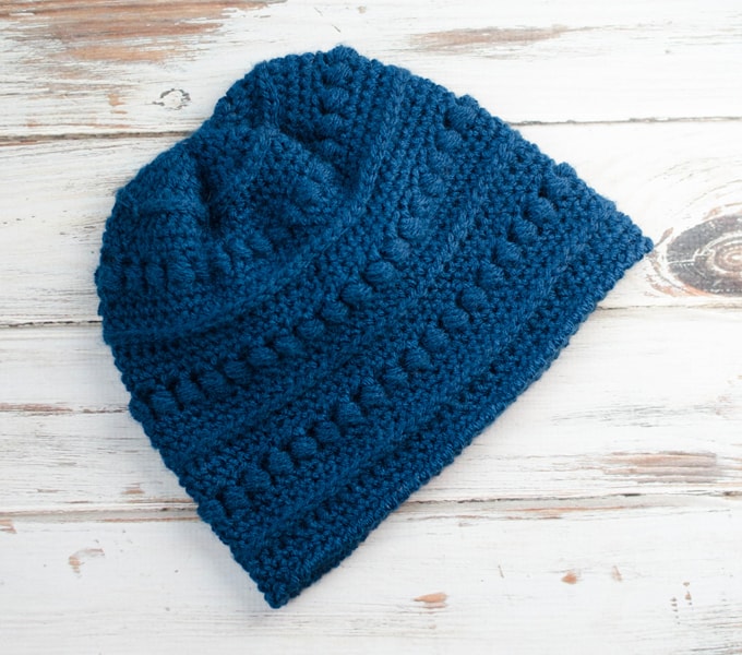 Blueberry Bead Stitch Beanie - Crochet 