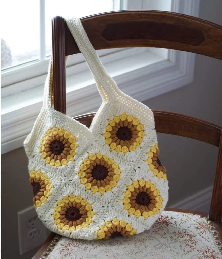 Sunburst Granny Square purse on chair