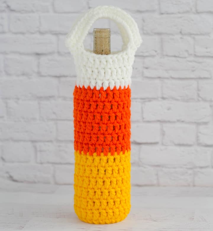 Crochet Candy Corn Wine Cozy