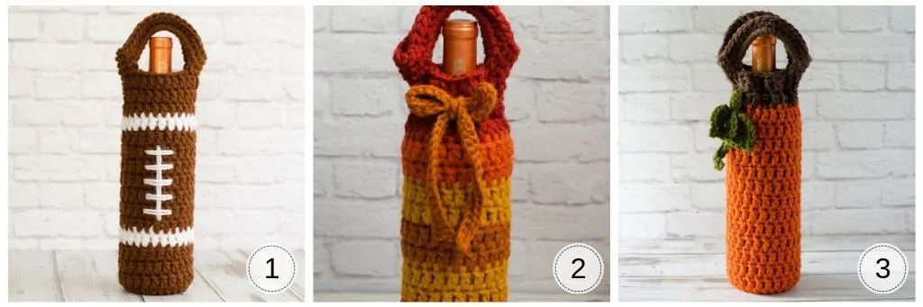 Crochet Candy Corn Wine Cozy