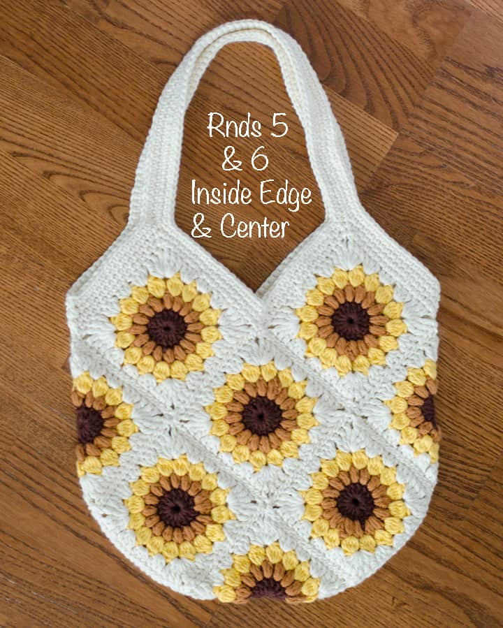 Crochet Sunflower Crossbody Bag Small Lined Granny Square 