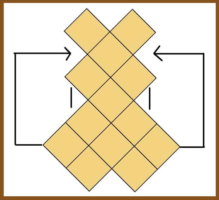 Diagram for laying out purse squares