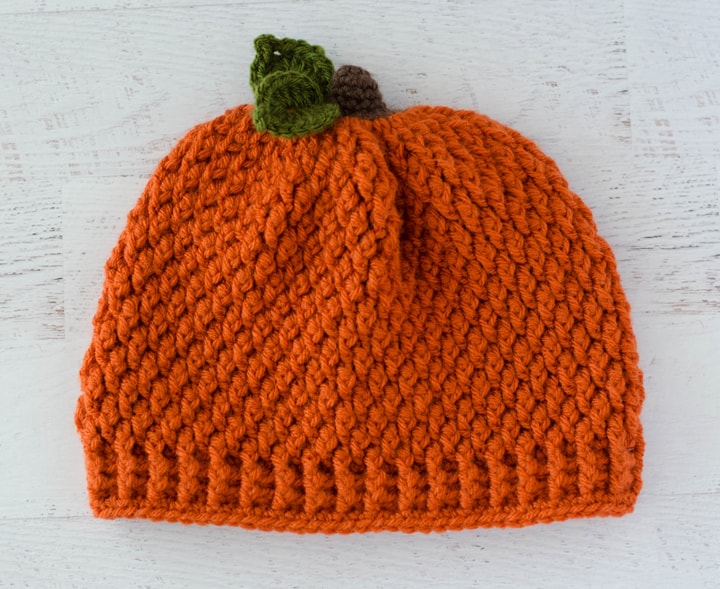 Orange crochet pumpkin hat
