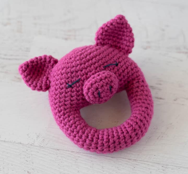 bright pink pig rattle