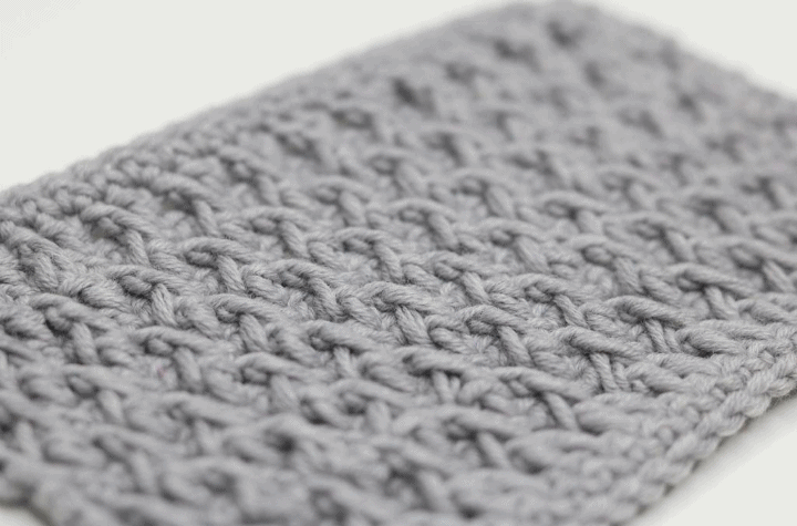 crochet stitch pattern in gray yarn
