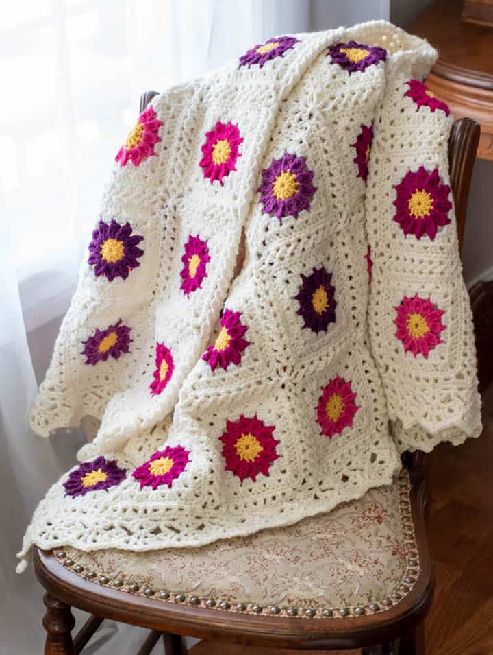 Red Heart Spectrum Dreams Crochet Granny Square Blanket