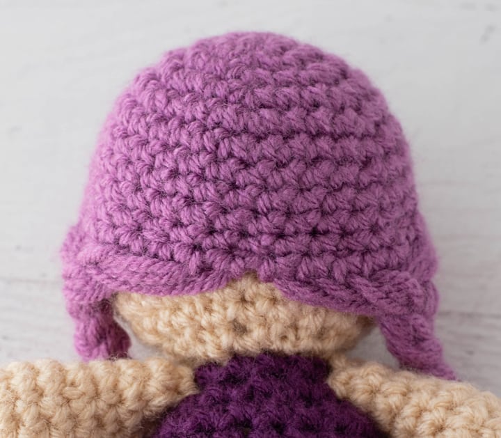 crochet pink hair on doll
