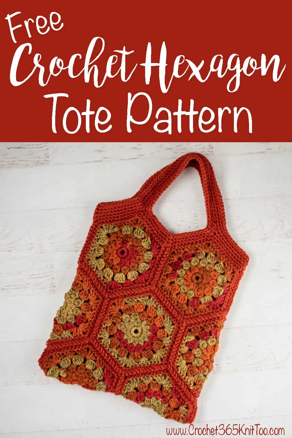 orange and green crochet hexagon tote bag