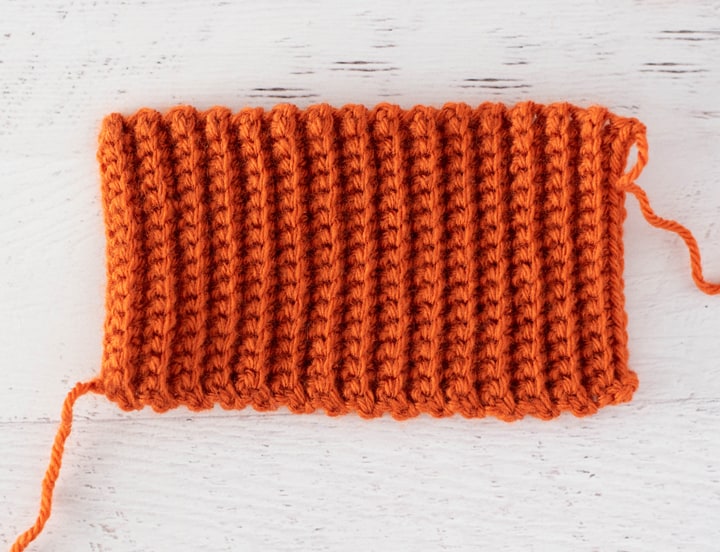 orange crochet ribbed fabric