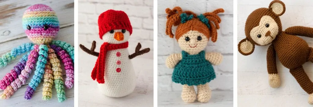 Graphic of crochet stuffed toys