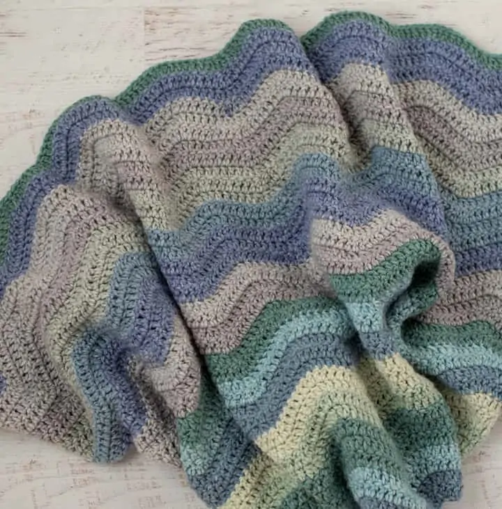 blue, green and gray afghan