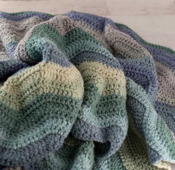 blue, green and gray afghan