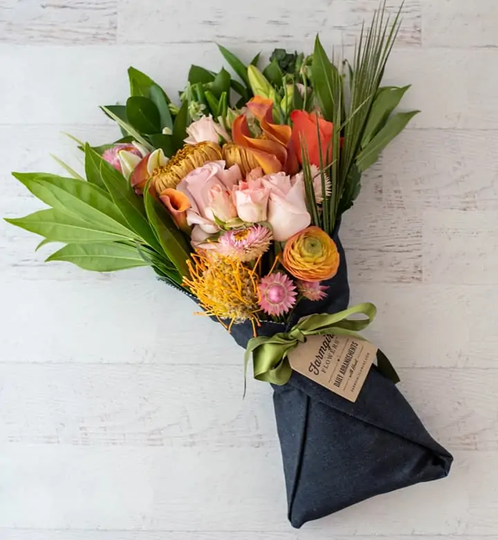 Bouquet of pink, yellow and rose flowers