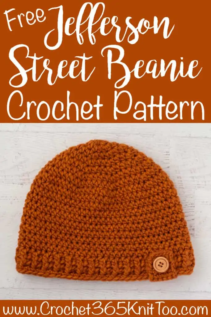 Rust color crochet hat with wood button