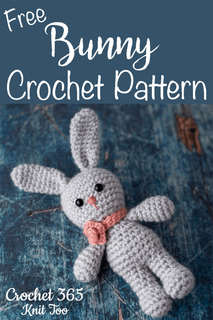 Gray Crochet Bunny with pink flower necklace